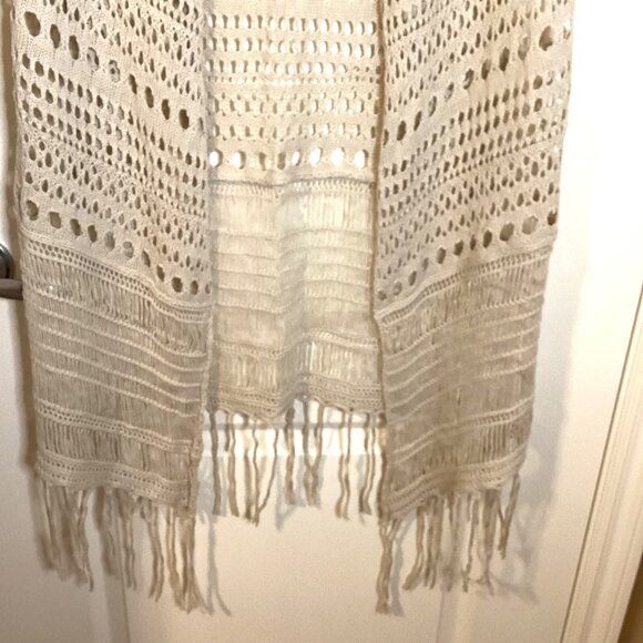 Ardene Women's Open Long Sleeveless Vest With Fringe Boho Hippie Festival - Picture 3 of 8